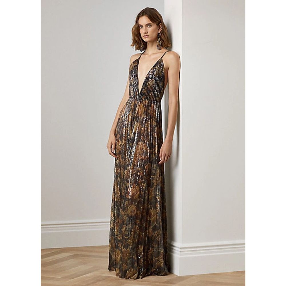 Ralph Lauren Collection Embellished Allston Pleated Gown US 8 $6500